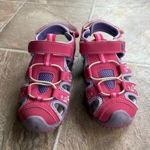 Kids Pink and Purple Velcro Sandals Size 12